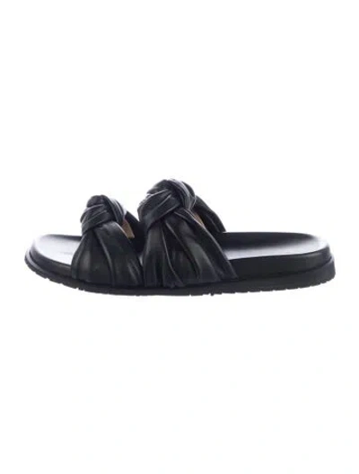 Pre-owned Dear Frances Leather Slides In Black