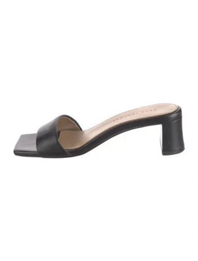 Pre-owned Dear Frances Leather Slides In Black