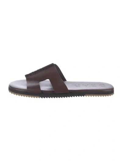 Pre-owned Dear Frances Leather Slides In Blue