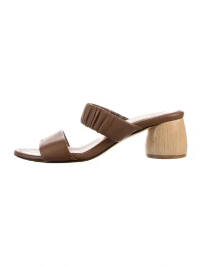 Pre-owned Dear Frances Leather Slides In Brown