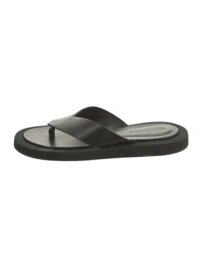 Pre-owned Dear Frances Leather Slides In Green