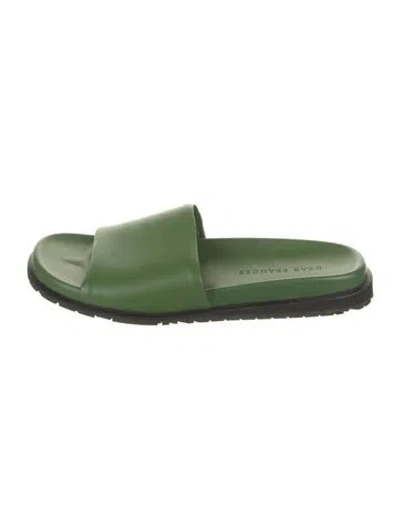 Pre-owned Dear Frances Leather Slides In Green