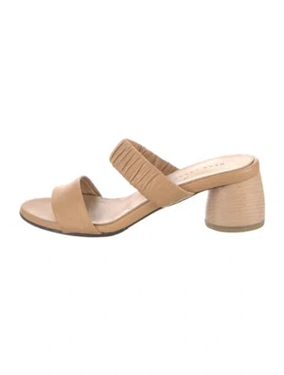 Pre-owned Dear Frances Leather Slides In Neutral