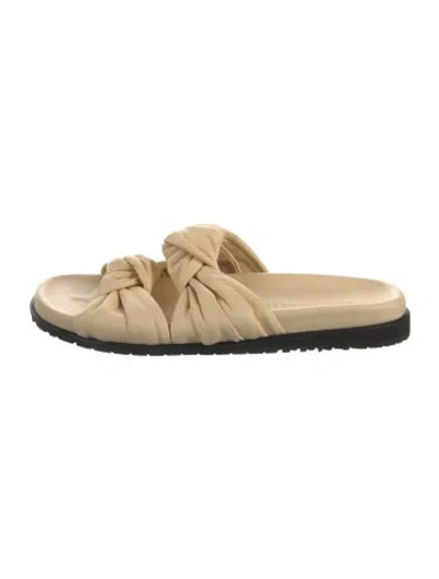 Pre-owned Dear Frances Leather Slides In Neutral