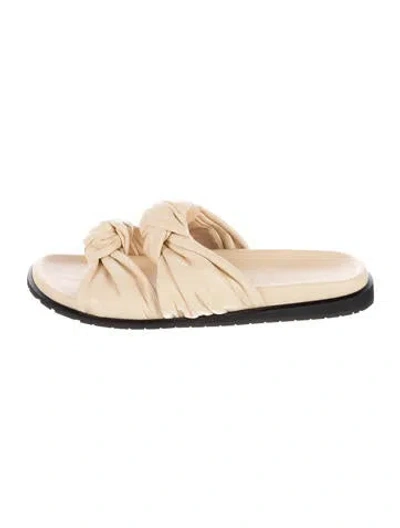 Pre-owned Dear Frances Leather Slides In Neutral