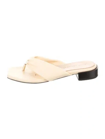 Pre-owned Dear Frances Leather Slides In Neutral