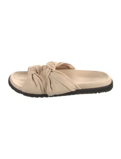 Pre-owned Dear Frances Leather Slides In Neutral