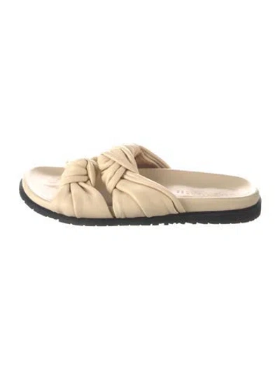 Pre-owned Dear Frances Leather Slides In Neutral