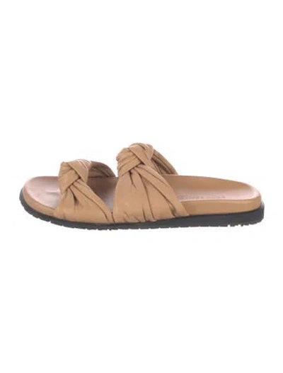 Pre-owned Dear Frances Leather Slides In Neutral