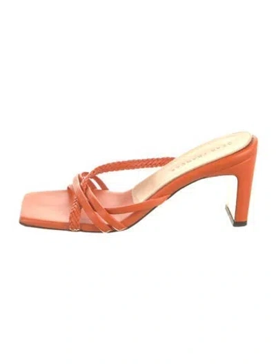 Pre-owned Dear Frances Leather Slides In Orange