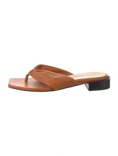 Pre-owned Dear Frances Leather Slides In Orange