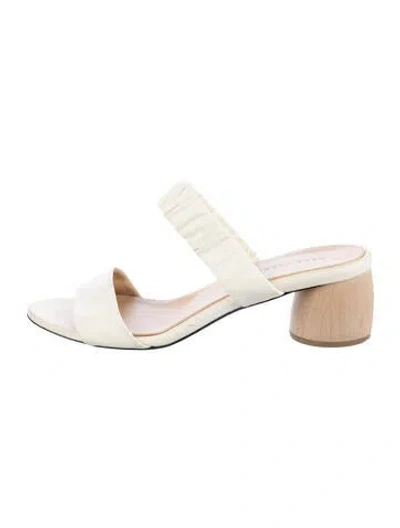 Pre-owned Dear Frances Leather Slides In White