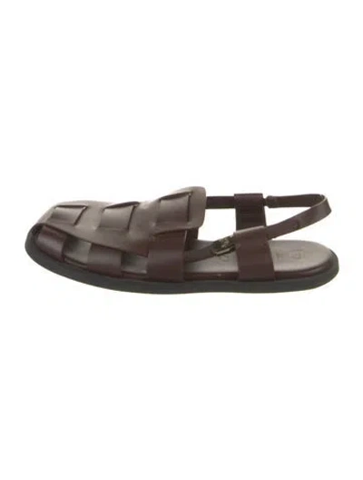 Pre-owned Dear Frances Leather Slingback Flats In Black