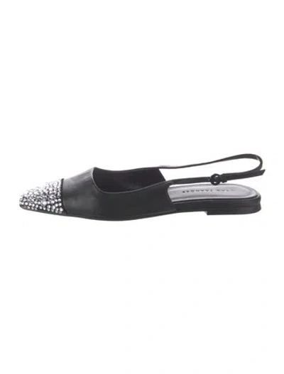 Pre-owned Dear Frances Leather Slingback Flats In Black