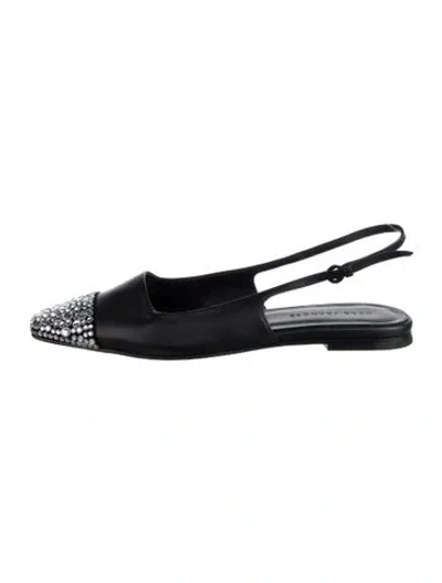 Pre-owned Dear Frances Leather Slingback Flats In Black