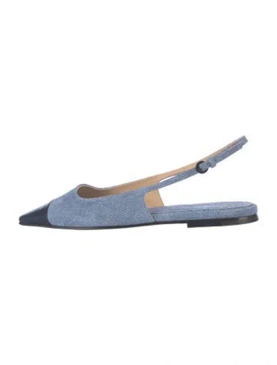 Pre-owned Dear Frances Leather Slingback Flats In Blue