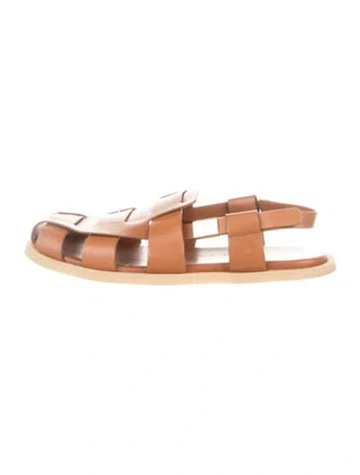 Pre-owned Dear Frances Leather Slingback Flats In Brown