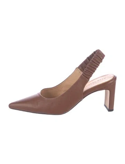 Pre-owned Dear Frances Leather Slingback Pumps In Brown