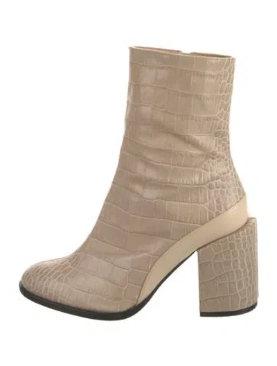 Pre-owned Dear Frances Leather Sock Boots In Neutral