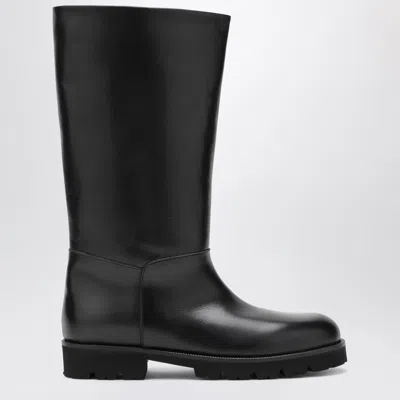 Dear Frances Loch Black Full Grain Leather Boots In Multi