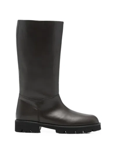 Dear Frances Loch Leather Boots In Brown