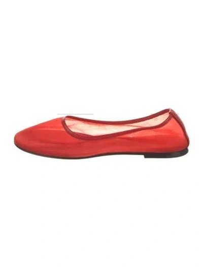 Pre-owned Dear Frances Mesh Ballet Flats In Red