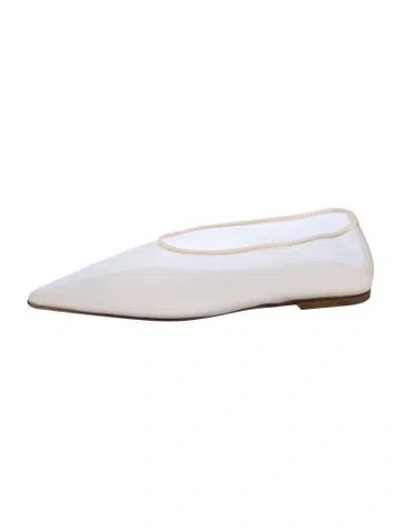 Pre-owned Dear Frances Mesh Ballet Flats In White