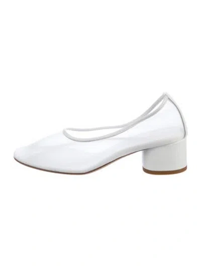 Pre-owned Dear Frances Mesh Ballet Flats In White