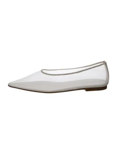 Pre-owned Dear Frances Mesh Ballet Flats In White