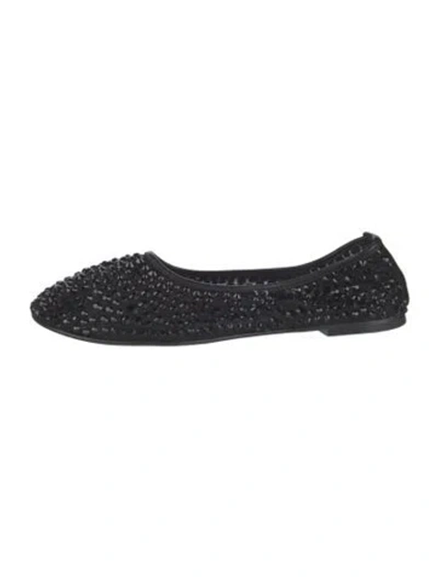 Pre-owned Dear Frances Mesh Crystal Embellishments Ballet Flats In Black