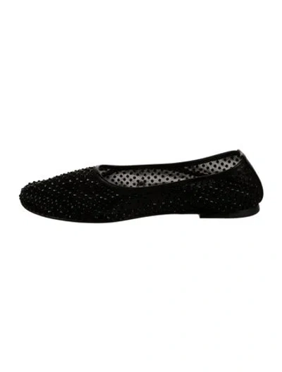 Pre-owned Dear Frances Mesh Crystal Embellishments Ballet Flats In Black