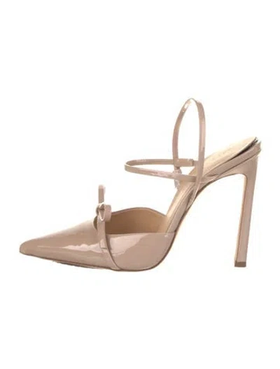 Pre-owned Dear Frances Patent Leather Bow Accents Slingback Pumps In Pink