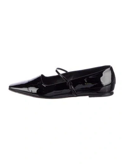 Pre-owned Dear Frances Patent Leather Mary Jane Flats In Black