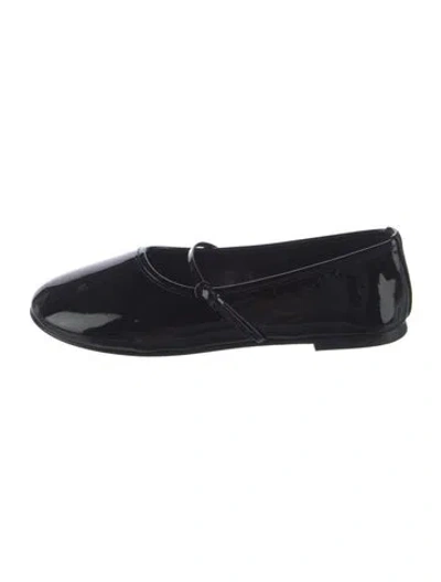Pre-owned Dear Frances Patent Leather Mary Jane Flats In Black