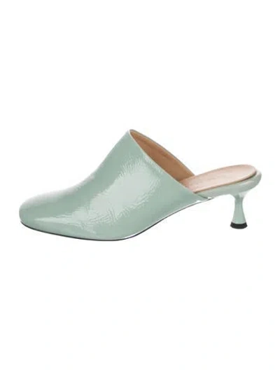 Pre-owned Dear Frances Patent Leather Mules In Green