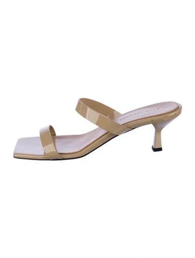 Pre-owned Dear Frances Patent Leather Slides In Neutral