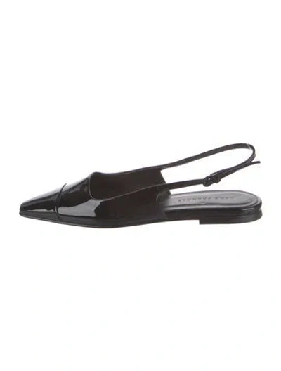 Pre-owned Dear Frances Patent Leather Slingback Flats In Black