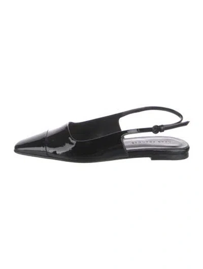 Pre-owned Dear Frances Patent Leather Slingback Flats In Black