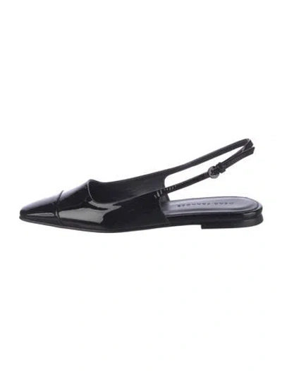 Pre-owned Dear Frances Patent Leather Slingback Flats In Black
