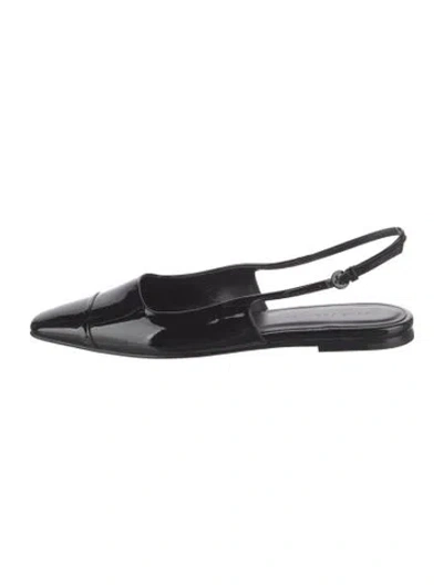 Pre-owned Dear Frances Patent Leather Slingback Flats In Black