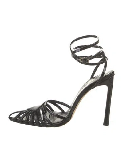 Pre-owned Dear Frances Patent Leather Slingback Pumps In Black