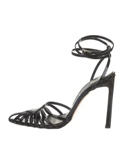 Pre-owned Dear Frances Patent Leather Slingback Pumps In Black