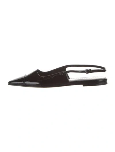 Pre-owned Dear Frances Patent Leather Slingback Sandals In Brown