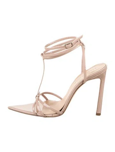 Pre-owned Dear Frances Patent Leather T-strap Sandals In Neutral