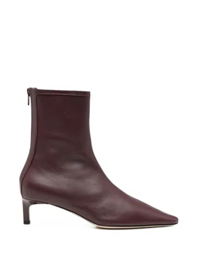 Dear Frances Pointed-toe Kitten-heel Ankle Boots In Red