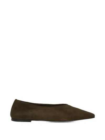 Dear Frances Pointed-toe Suede Ballet Flats In Green