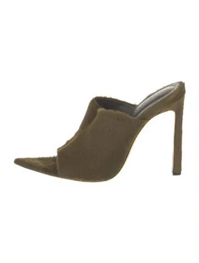 Pre-owned Dear Frances Ponyhair Mules In Green