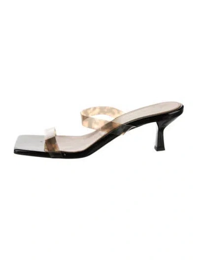 Pre-owned Dear Frances Pvc Patterned Slides In Brown