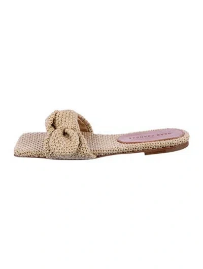 Pre-owned Dear Frances Raffia Mules In Gold