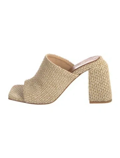 Pre-owned Dear Frances Raffia Slides In Neutral